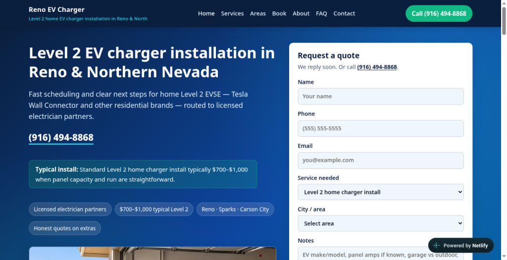 EV charger installation sticker shock in Reno — and how a website turned the pain into leads