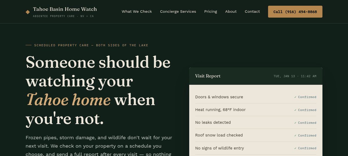 How Tahoe Basin Home Watch proved an owned website can bring leads
